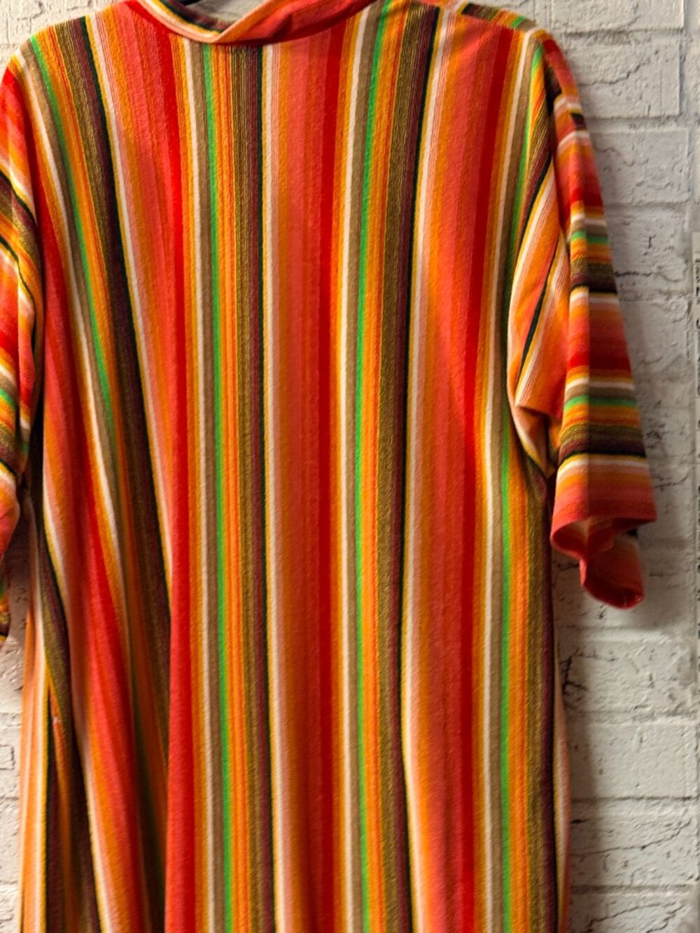 Vintage Striped Duster Robe “Coat of Many Colors” Inspired Boho Open Front - Picture 6 of 7